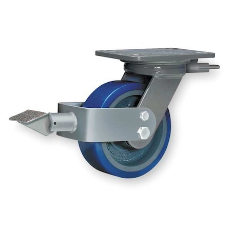 Plate Caster,Swivel,Poly,6 in.,960 lb,Blu,B