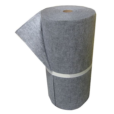 Sorbent Pad, 59 gal, 6 ft x 150 ft, Universal, Gray, Polypropylene