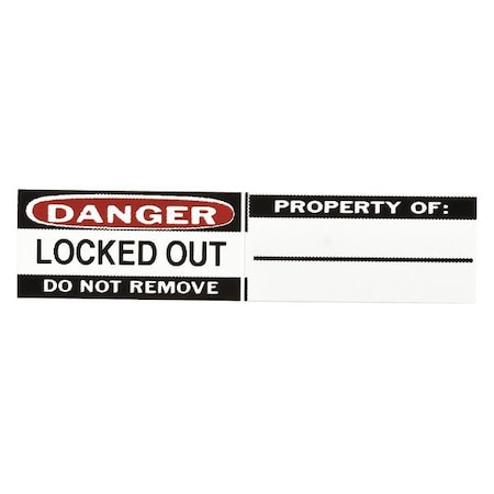 Padlock Label, Danger, Vinyl, 1 1/9 in Width, 4/5 in Height, Write On Surface: No ,6 PK
