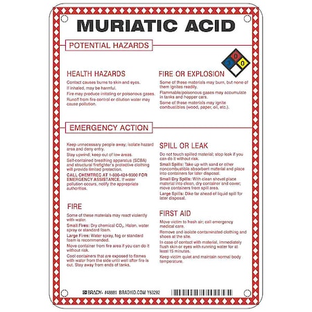 Chemical Sign, 10 in Height, 7 in Width, Rectangle