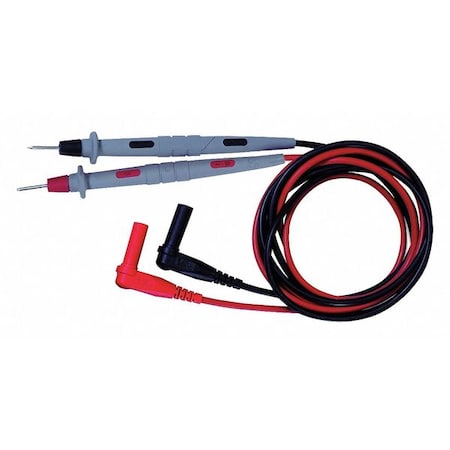 Basic Electronic DMM Test Lead Kit, CAT III 1000V, Right-Angle DMM Plug, 4 ft., Silicone, Black/Red