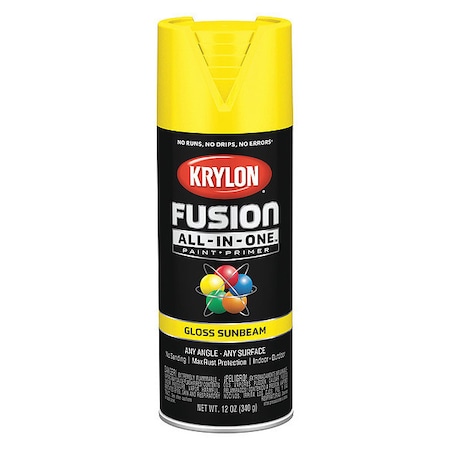 Rust Preventative Spray Paint, Sunbeam Yellow, Gloss, Solvent, 12 oz