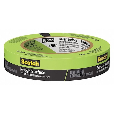 Painter's Tape, 24 mm W x 55 m L, 15 mil Thick, Green, Rubber Adhesive, 36 PK