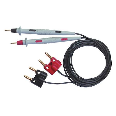 Kelvin Probe, Double Banana Plug Leads, 48", Polypropylene, Black, Red