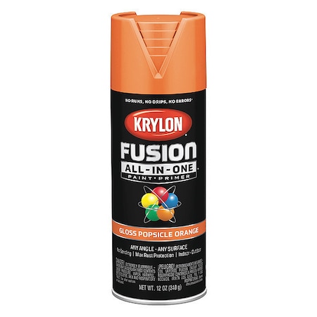 Rust Preventative Spray Paint, Popsicle Orange, Gloss, Solvent, 12 oz