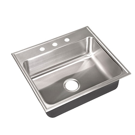 Drop-In Sink, 3 Hole, 22" x 16", Stainless steel