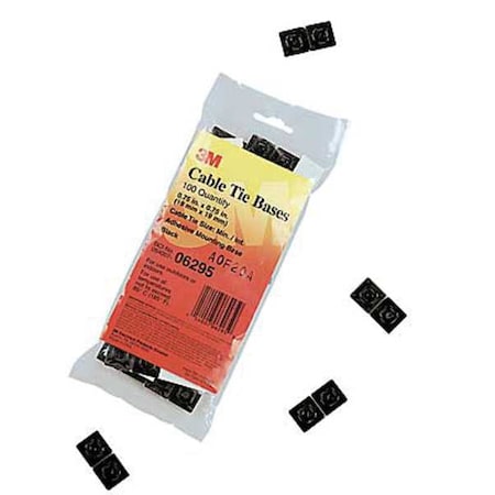 Cable Tie Base, Nylon 6/6, Black, 0.99 in L