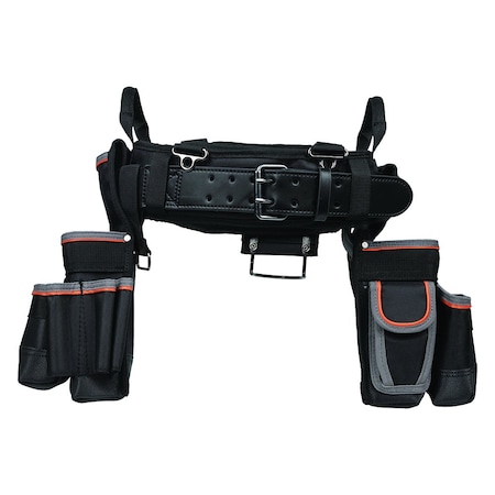 Black Ballistic Nylon Tool Belt, L, 26 Pockets, 55428