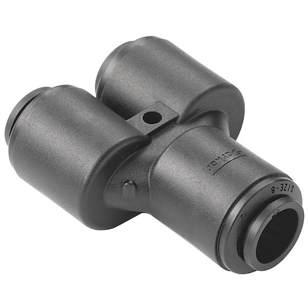 Push-Fit Union Fitting, 3/8 in x 1/4 in Tube Size, PVDF, Black