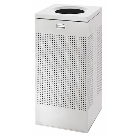 SILHOUETTE 16 gal Square Indoor Metal Can, Silver Metallic, None, Steel, 14 3/4 in