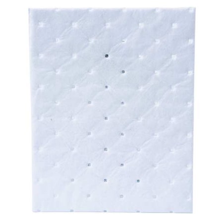 Sorbent Pad, 5 gal, 7 1/2 in x 10 in, Oil, White, 100 PK