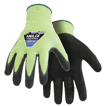 Hi-Vis Cut-Resistant Coated Gloves, Cut Level A9 ,Dipped ,Polyurethane ,Smooth ,2XL 1 PR