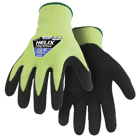 Hi-Vis Cut-Resistant Coated Gloves, Cut Level A9 ,Dipped ,Nitrile ,Sandy ,XS 1 PR