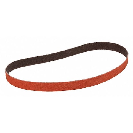 Sanding Belt, 3/4 in W, 18 in L, Coated, Ceramic, 60 Grit, Medium, 984F, Maroon