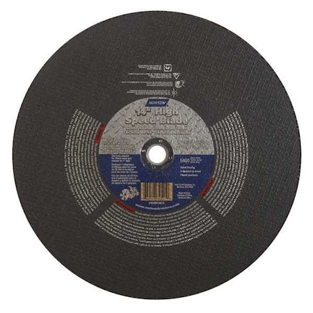 Abrasive Cut-Off Wheel, Type 1, 14 in Dia, 0.1563 in Thick, 1 in, 20 mm Arbor Hole Size, 24 Grit