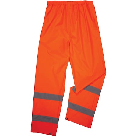 Lightweight Hi-Vis Rain Pants - Class E, 150D Oxford Polyester, Polyurethane, Elastic Waist Closure