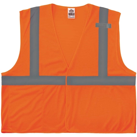 8210HL Mesh Hi-Vis Safety Vest, Mesh Fabric, Polyester Mesh, Orange, Size XS