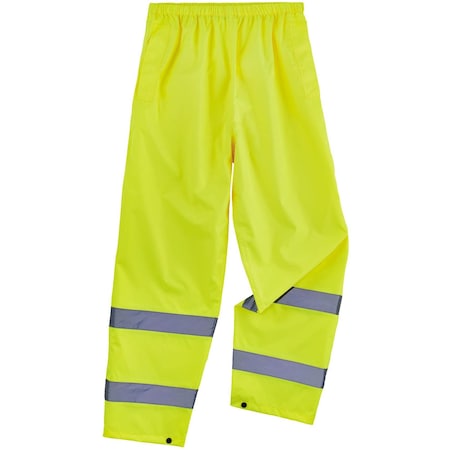 Lightweight Hi-Vis Rain Pants - Class E, 150D Oxford Polyester, Polyurethane, Elastic Waist Closure