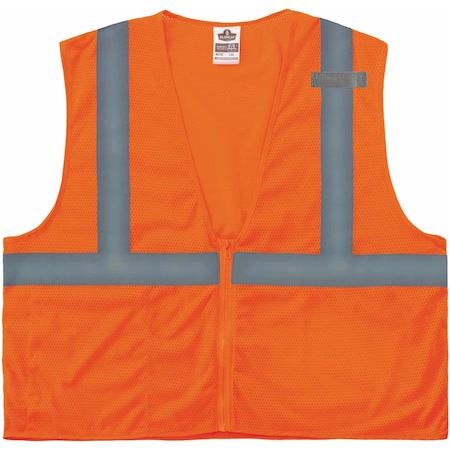 8210Z Type R Economy Mesh Vest, Polyester Mesh, Mesh Fabric, Orange, Size XS