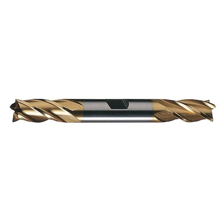 4-Flute HSS Center Cutting Square Double End Mill Cleveland HD-4C-TN TiN 1/8x3/8x3/8x3-1/16