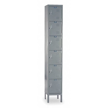 Box Locker, 12 in W, 12 in D, 78 in H, (1) Wide, (6) Tier, Dark Gray