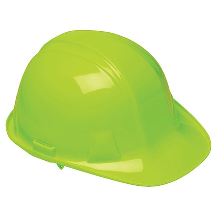 Front Brim Hard Hat, SL Series, Polyethylene, Type 1, Class E, Ratchet, Side Slots, Hi-Vis Green
