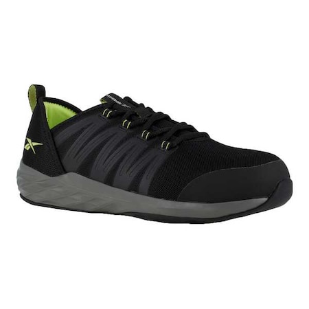 Men's Athletic Shoe, Steel Toe, Mesh Upper, Rubber Outsole, Lace Up, Black, 13 W