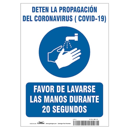 Covid 19 Sign 7X10, Spanish Prevent Covi, 7 in Height, 10 in Width, Polyester, Spanish