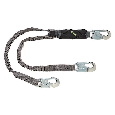 V-Series Stretch Shock-Absorbing Lanyard, Snap Hook, Aluminum, 2 Leg(s), 310 lb Weight Capacity