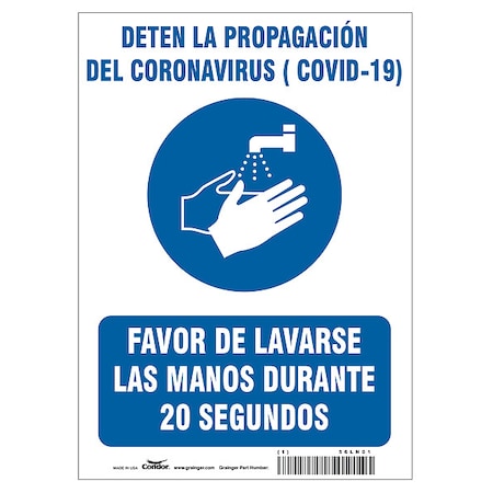 Covid 19 Sign 10X14, Spanish Prevent Cov, 10 in Height, 14 in Width, Polystyrene, Spanish