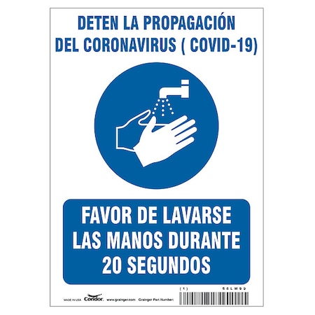Covid 19 Sign 7X10, Spanish Prevent Covi, 7 in Height, 10 in Width, Polystyrene, Spanish