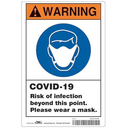 Risk of Infection Sign, 14" W x 10" H, English, Aluminum, White