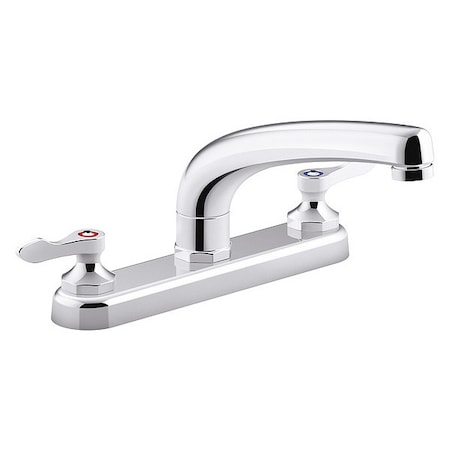 Manual, 8" Mount, Straight Kitchen Faucet