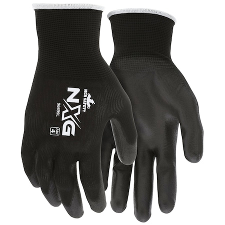 Dipped Gloves, Polyurethane, Palm, Black, XL 12 PK