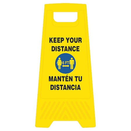 Covid19 Sign Heavy Duty Floor Stand, 24 in H, 12 in W, Polypropylene, English, Spanish, 170342