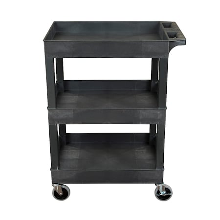 Plastic Utility Tub Cart - Three Shelf-Black - 24" x 18"