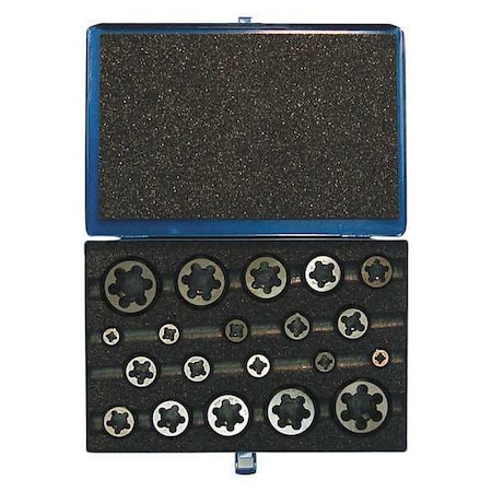 20pc Carbon Steel Hexagon Rethreading Die Set 377 Greenfield Threading, 1/4-20 to 1-14 UNC/UNF