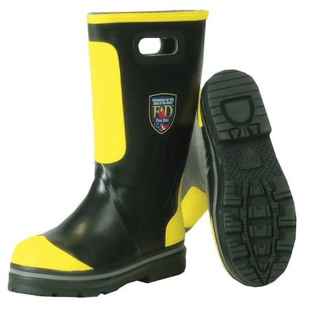 Fire and Rescue Boot, Structural, Rubber Outsole, Nitrile, Rubber Upper, 15 in Height, Steel Toe, M