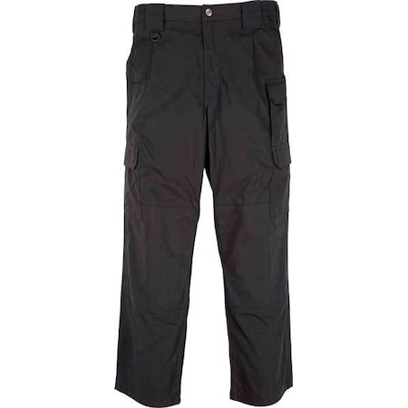 Men's Tactical Pants, 50 in, Black, PTFE Treated 65%/35% Poly Cotton/Ripstop
