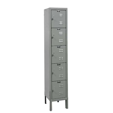 Box Locker, 12 in W, 15 in D, 66 in H, (1) Wide, (5) Tier, Dark Gray