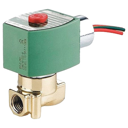 Solenoid Valve, 2-Way, 2-Position, Normally Closed, 1/4 in Pipe Size, 24V DC, High Flow, Brass, NBR