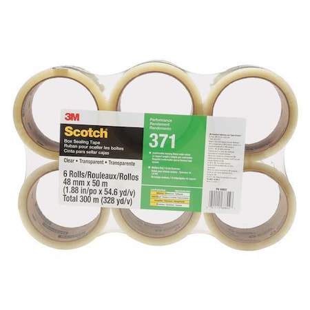 Box Sealing Tape,Clear,48mm W,PK6