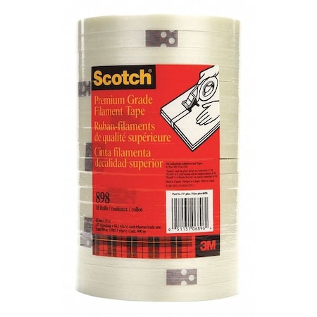 Filament Tape, Polypropylene, Clear, PK18