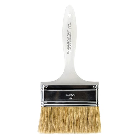 4" Chip Firm, White China Bristle, Paint Brush, Plastic Handle