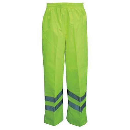 Hi-Visibility Rain Bib Pants, 300D Trilobal Rip-Stop Polyester, Polyurethane, 33 in Inseam, Size 2XL