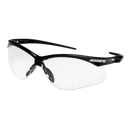 Safety Glasses, Anti-Scratch, Clear Lens, Black Frame, Half-Frame