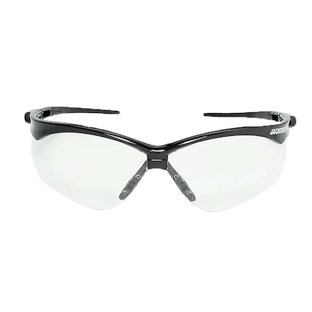 Safety Glasses, Anti-Scratch, Clear Lens, Black Frame, Half-Frame