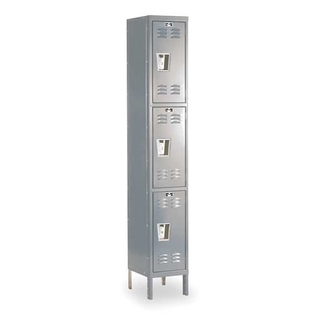 Wardrobe Locker, 12 in W, 12 in D, 78 in H, (1) Wide, (3) Tier, Dark Gray