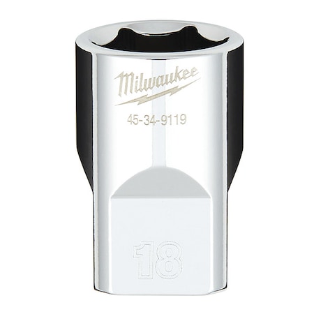 1/2 in. Drive 18mm Metric 6-Point Socket with FOUR FLAT Sides