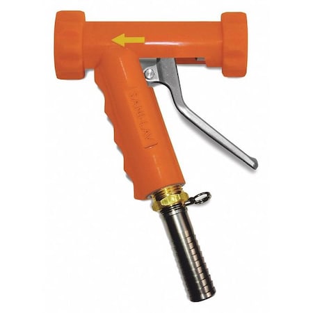 Pistol Grip Spray Nozzle, 3/4" Female, 150 psi, 8.9 gpm, Safety Orange